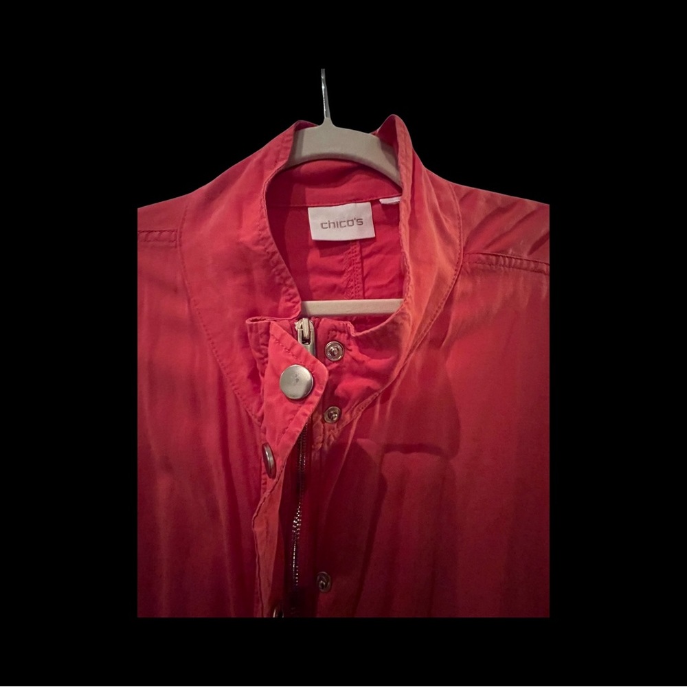 Chicos Lightweight Zip/Snap Jacket With Roll Up S… - image 1